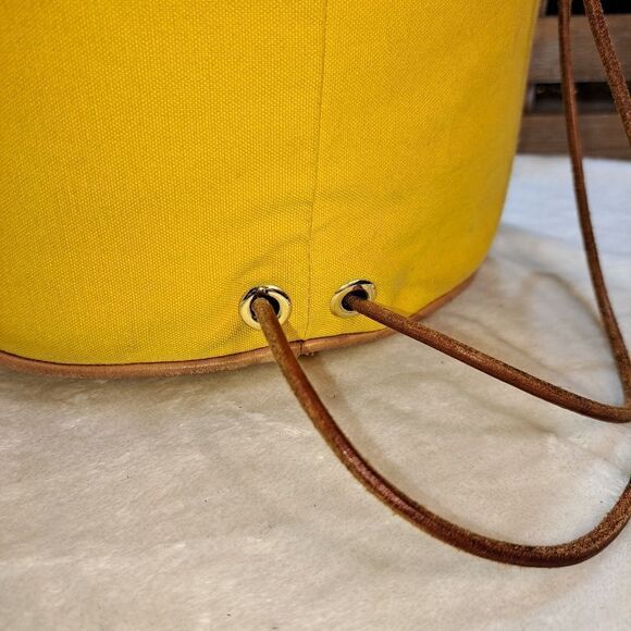 HERMÈS Polochon Yellow Canvas Backpack Bag LARGE PRISTINE CONDITION - Picture 8 of 17